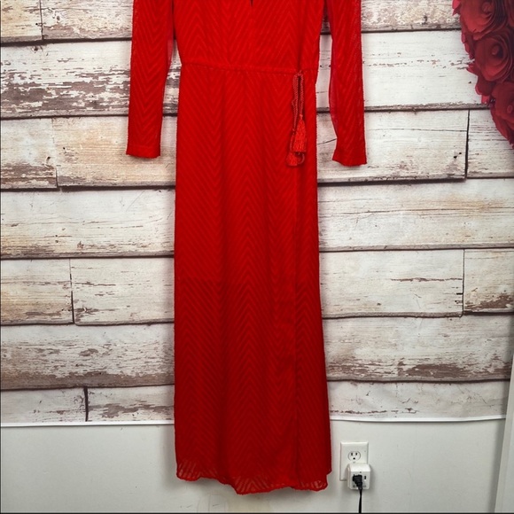 H&M Katy Perry holiday Red Chiffon Maxi Dress - Picture 9 of 16